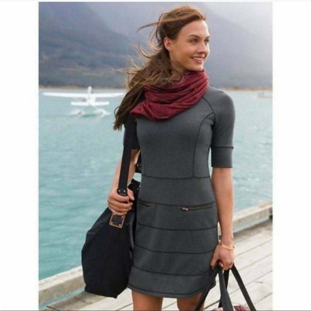 Athleta Strata Moto Stretch Ponte Knit Zip Pocket Dress, M
